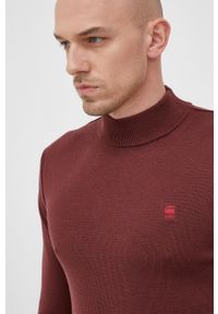 G-Star RAW - G-Star Raw Sweter wełniany D17923.B692 kolor bordowy z półgolfem. Okazja: na co dzień. Kolor: czerwony. Materiał: wełna. Długość rękawa: długi rękaw. Długość: długie. Styl: casual #3