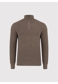 Pako Lorente - PAKO LORENTE - Brązowy sweter z rozpinaną stójką. Okazja: na co dzień. Typ kołnierza: kołnierzyk stójkowy. Kolor: brązowy. Materiał: wełna, bawełna. Sezon: jesień. Styl: casual #7