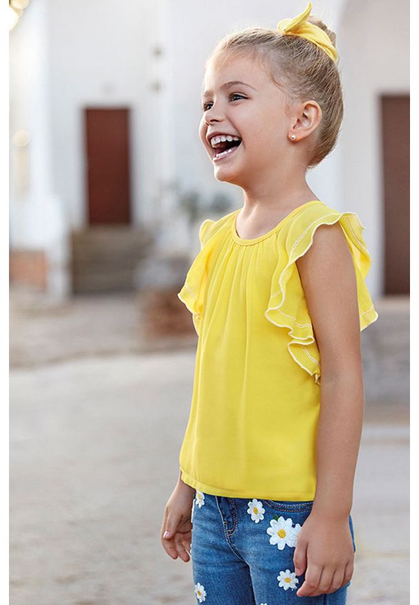 Mayoral - T-shirt dziecięcy 92-134 cm. Okazja: na co dzień. Kolor: żółty. Materiał: dzianina. Wzór: nadruk. Styl: casual