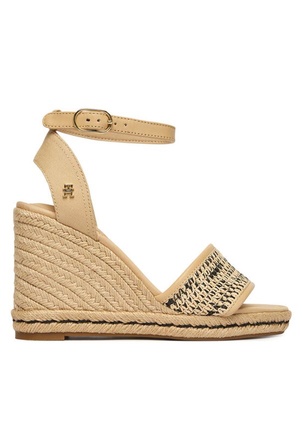 TOMMY HILFIGER - Tommy Hilfiger Espadryle High Wedge Espad FW0FW09471 Beżowy jasny. Kolor: beżowy. Materiał: syntetyk