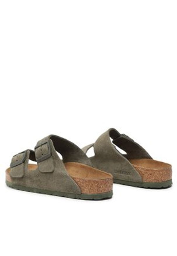 Birkenstock Klapki Arizona 1025657 Zielony. Kolor: zielony. Materiał: welur, skóra