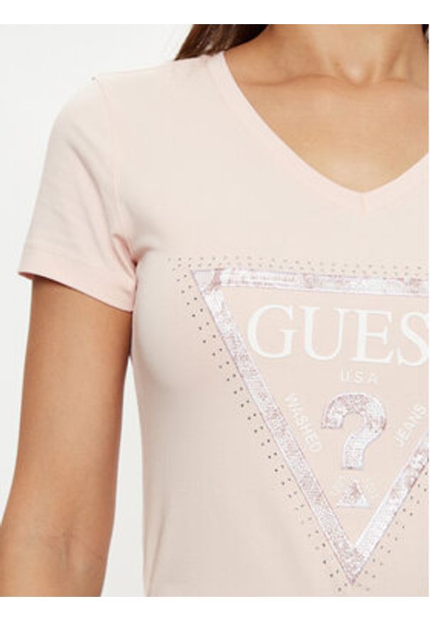 Guess T-Shirt W5RI21 J1314 Beżowy Regular Fit. Kolor: beżowy. Materiał: bawełna
