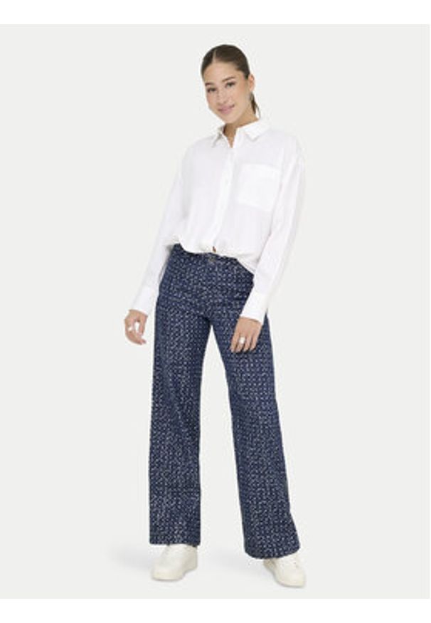 only - ONLY Spodnie materiałowe Evita 15362397 Granatowy Wide Leg. Kolor: niebieski. Materiał: syntetyk