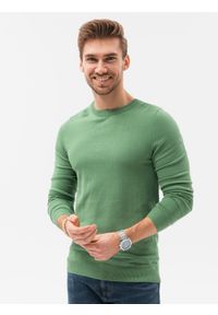 Ombre Clothing - Sweter męski E177 - zielony - XXL. Kolor: zielony. Materiał: wiskoza, nylon. Styl: klasyczny