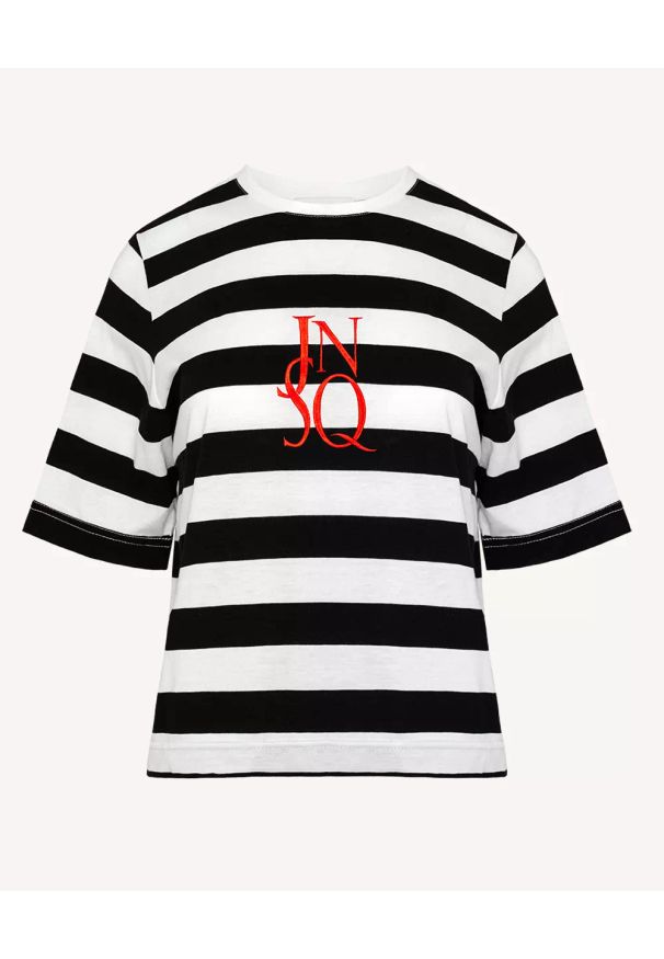 JENESEQUA - Bawełniany T-shirt w paski Rochelle. Kolor: czarny. Materiał: bawełna. Wzór: paski