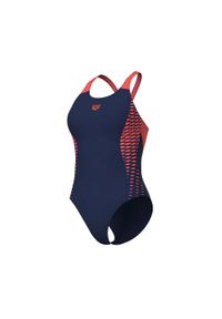 Strój kąpielowy damski basen jednoczęściowy treningowy Arena Openings. Kolor: niebieski, wielokolorowy, pomarańczowy #1