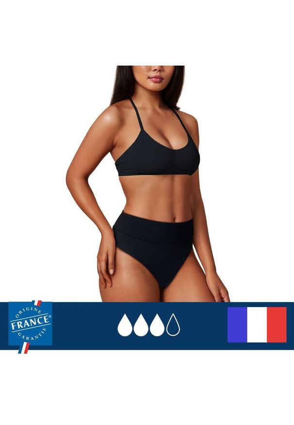 PLIM UNDERWEAR - Dół menstruacyjnego stroju kąpielowego nastolatki wysoki stan duża chłonność. Stan: podwyższony. Kolor: czarny