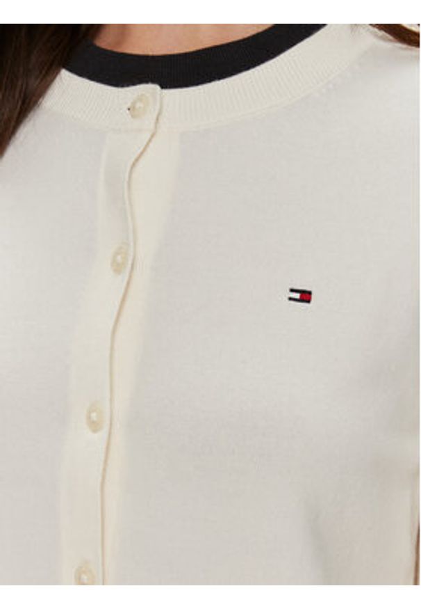 TOMMY HILFIGER - Tommy Hilfiger Kardigan WW0WW42370 Écru Regular Fit. Kolor: kremowy. Materiał: syntetyk, bawełna