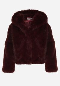 Born2be - Bordowa Kurtka Futrzana z Nieodpinanym Kapturem Vetirire. Okazja: na co dzień. Kolor: czerwony. Materiał: futro. Styl: elegancki, casual #3