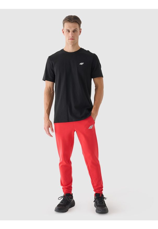 4f - 4F Spodnie dresowe joggery męskie - czerwone 4XL. Kolor: czerwony. Materiał: dresówka. Wzór: gładki, ze splotem