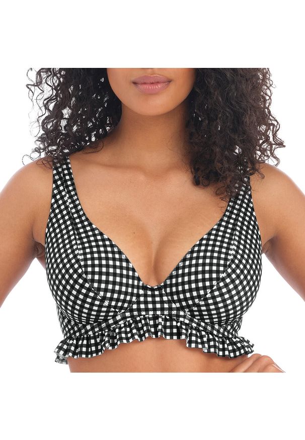 FREYA ACTIVE - Damski strój kąpielowy z fiszbinami i ramiączkami Freya Check In. Kolor: wielokolorowy, szary, czarny
