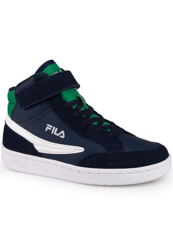 Buty dziecięce na rzep Fila CREW VELCRO MID KIDS. Zapięcie: rzepy. Kolor: biały, wielokolorowy, niebieski, zielony