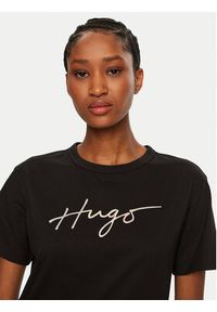 Hugo - HUGO T-Shirt Damacia 50535491 Czarny Regular Fit. Kolor: czarny. Materiał: bawełna