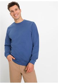 bonprix - Bluza dresowa regular fit. Okazja: na co dzień. Kolor: niebieski. Materiał: dzianina, dresówka. Wzór: prążki. Styl: casual, sportowy #1