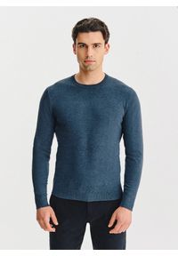 Pako Lorente - PAKO LORENTE – Granatowy sweter męski o-neck. Okazja: na co dzień. Kolor: niebieski. Materiał: poliester, wiskoza. Sezon: jesień. Styl: casual #10