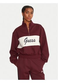 Guess Bluza V5BQ00 KCX22 Bordowy Regular Fit. Kolor: czerwony. Materiał: syntetyk