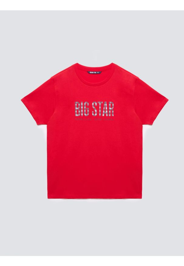 Big-Star - Koszulka męska z logo BIG STAR czerwona Melsar 603. Kolor: czerwony. Materiał: dzianina. Wzór: nadruk. Styl: klasyczny, wizytowy