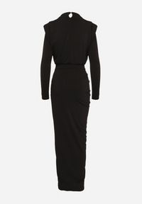 Born2be - Czarna Koktajlowa Sukienka o Dopasowanym Kroju z Marszczeniem Besiel. Kolor: czarny. Styl: wizytowy #5