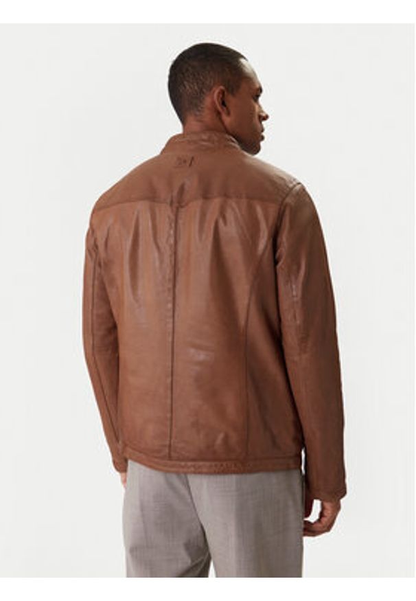 Milestone Kurtka skórzana Oliverio 611099 60770 Brązowy Regular Fit. Kolor: brązowy. Materiał: skóra