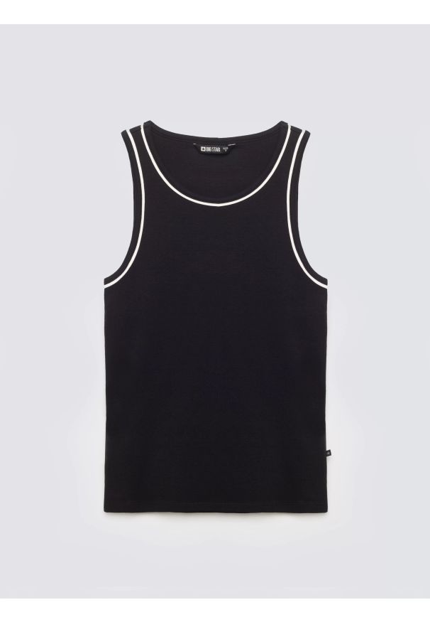 Big-Star - Top damski z kontrastowym wykoŅczeniem czarny Lessa 906. Kolor: czarny. Materiał: dzianina. Wzór: gładki. Styl: elegancki, klasyczny, sportowy