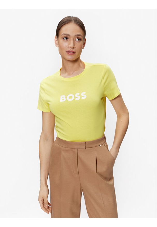 BOSS - Boss T-Shirt Logo 50468356 Żółty Regular Fit. Kolor: żółty. Materiał: bawełna