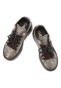 CheBello - Brązowe Sneakersy Chebello Eleganckie Obuwie Damskie. Okazja: na co dzień. Zapięcie: sznurówki. Kolor: brązowy. Szerokość cholewki: normalna. Wzór: aplikacja. Obcas: na platformie. Styl: elegancki #3