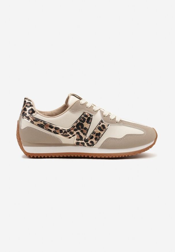 Born2be - Panterkowe Sneakersy z Metaliczną Lamówką i Geometrycznym Wzorem Tosvella. Okazja: na co dzień. Zapięcie: sznurówki. Materiał: jeans. Wzór: geometria