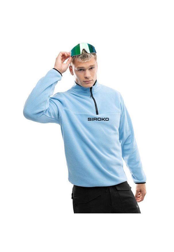 SIROKO - Męska bluza z grubego polaru Sporty zimowe Siroko Momji. Kolor: niebieski. Materiał: polar. Sezon: zima