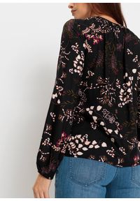 bonprix - Bluzka ze zrównoważonej wiskozy. Kolor: czarny. Materiał: wiskoza. Wzór: nadruk #2