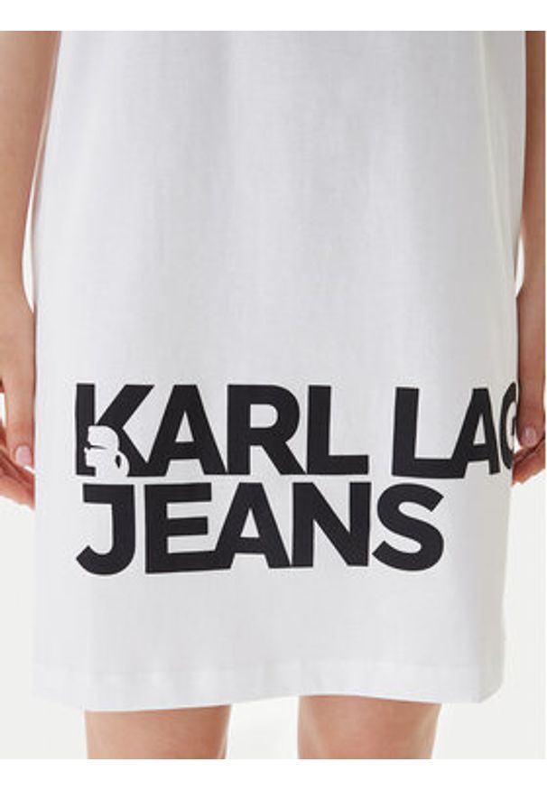 Karl Lagerfeld Jeans Sukienka codzienna B1W13054 Biały Regular Fit. Okazja: na co dzień. Kolor: biały. Materiał: bawełna. Typ sukienki: proste. Styl: casual