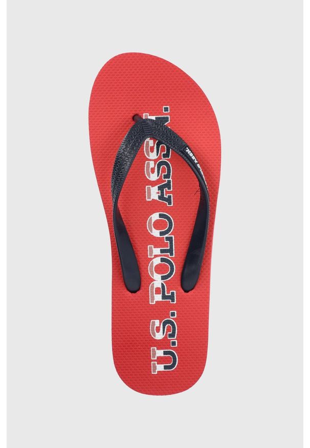 U.S. Polo Assn. japonki męskie kolor czerwony. Kolor: czerwony. Materiał: materiał. Obcas: na obcasie. Wysokość obcasa: niski