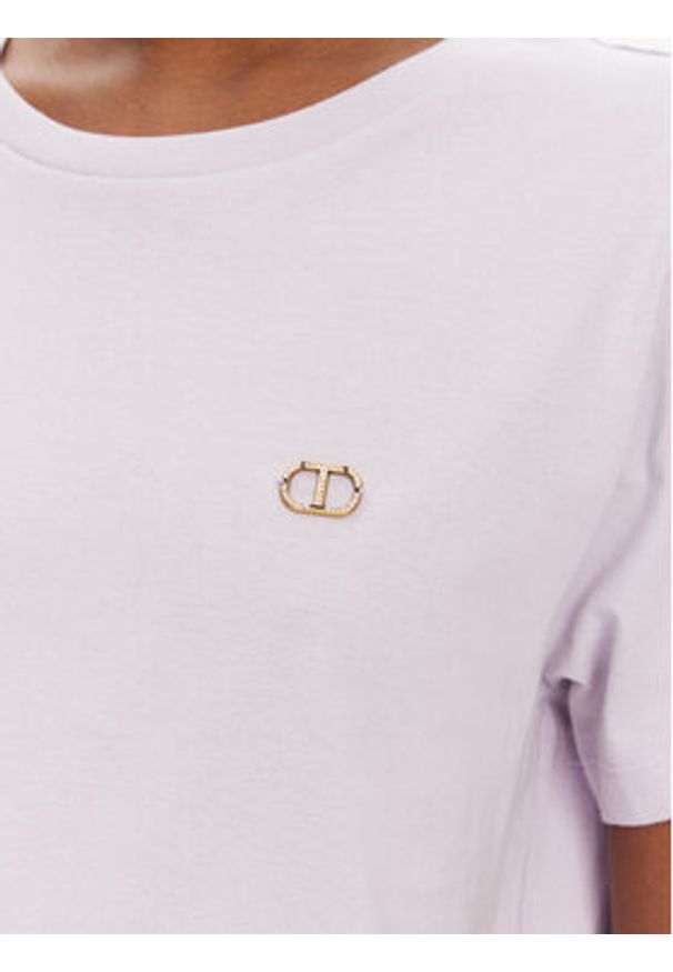 TwinSet - TWINSET T-Shirt 251TT2040 Fioletowy Regular Fit. Kolor: fioletowy. Materiał: bawełna