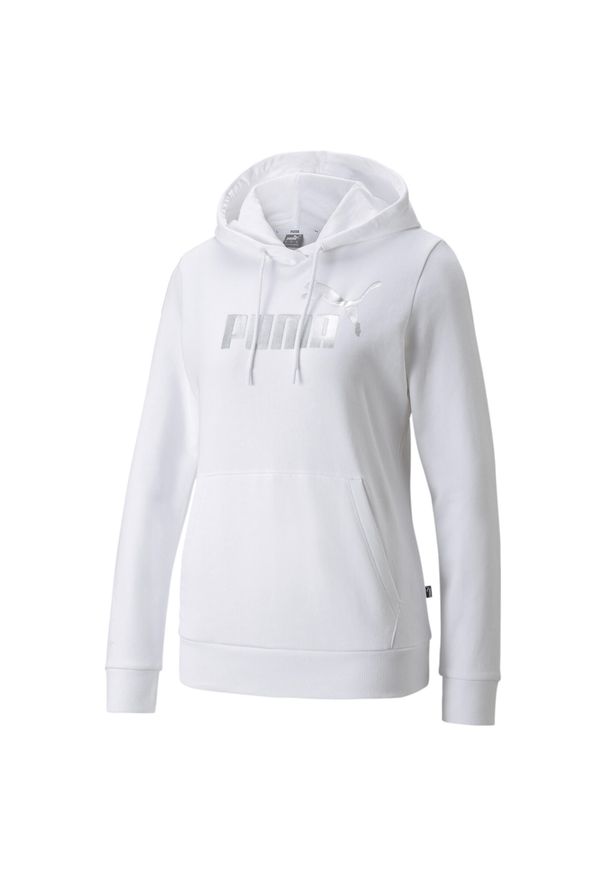 Bluza Sportowa Z Kapturem Puma Ess+ Metallic Logo. Typ kołnierza: kaptur. Kolor: biały, wielokolorowy, szary