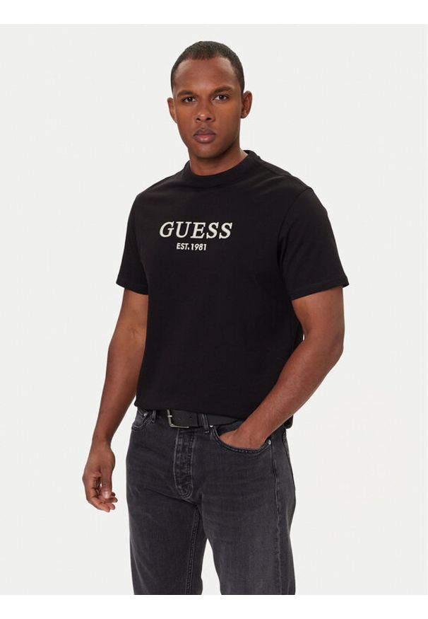 Guess T-Shirt M5BI09 K8FQ4 Czarny Regular Fit. Kolor: czarny. Materiał: bawełna