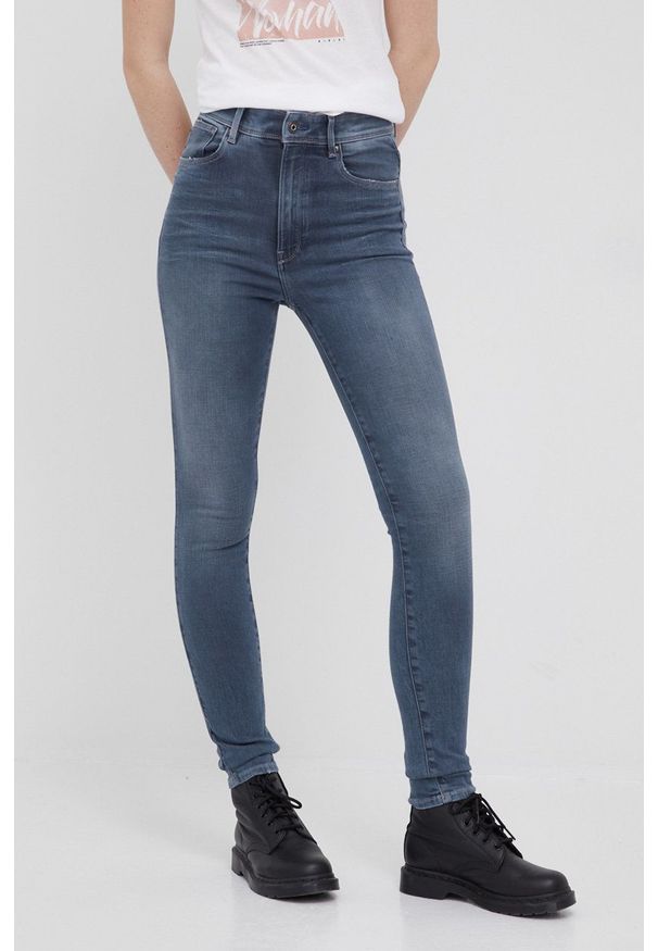 G-Star RAW - G-Star Raw jeansy Kafey damskie high waist. Stan: podwyższony. Kolor: niebieski