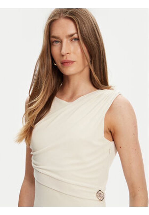 Guess Sukienka codzienna W5YK27 KAQL2 Écru Regular Fit. Okazja: na co dzień. Kolor: kremowy. Typ sukienki: proste. Styl: casual