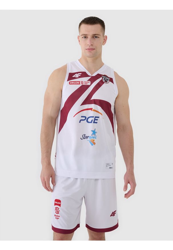 4f - 4F Koszulka meczowa replika domowa z sezonu 2024/25 męska 4F x PLK - Spójnia Stargard - multikolor XXL. Typ kołnierza: dekolt w serek. Kolor: wielokolorowy. Materiał: dzianina, włókno, materiał, syntetyk. Wzór: nadruk, gładki, aplikacja, ze splotem. Sezon: lato. Sport: koszykówka, fitness