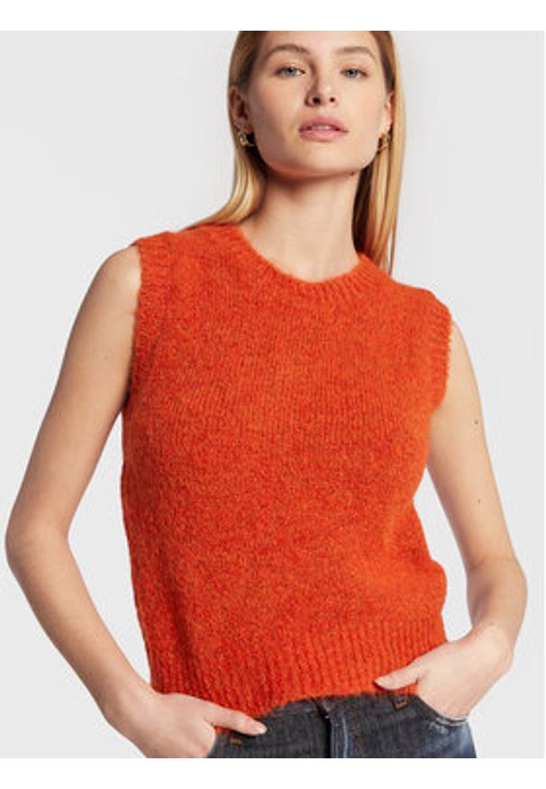 Sisley Sweter 102VM101X Pomarańczowy Regular Fit. Kolor: pomarańczowy. Materiał: syntetyk
