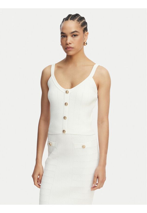 Guess Top W5YR10 Z0130 Biały Regular Fit. Kolor: biały. Materiał: syntetyk