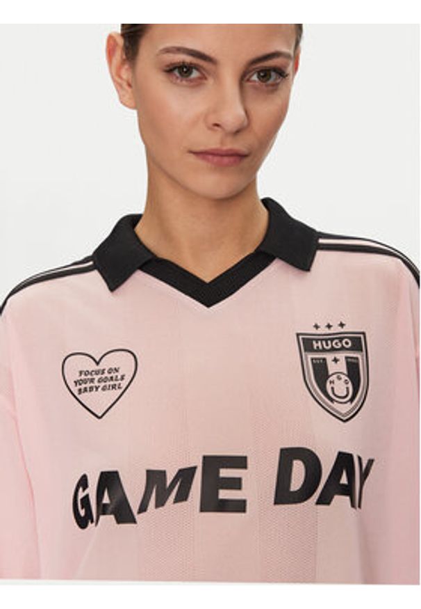 Hugo - HUGO T-Shirt 50537456 Różowy Relaxed Fit. Kolor: różowy. Materiał: syntetyk