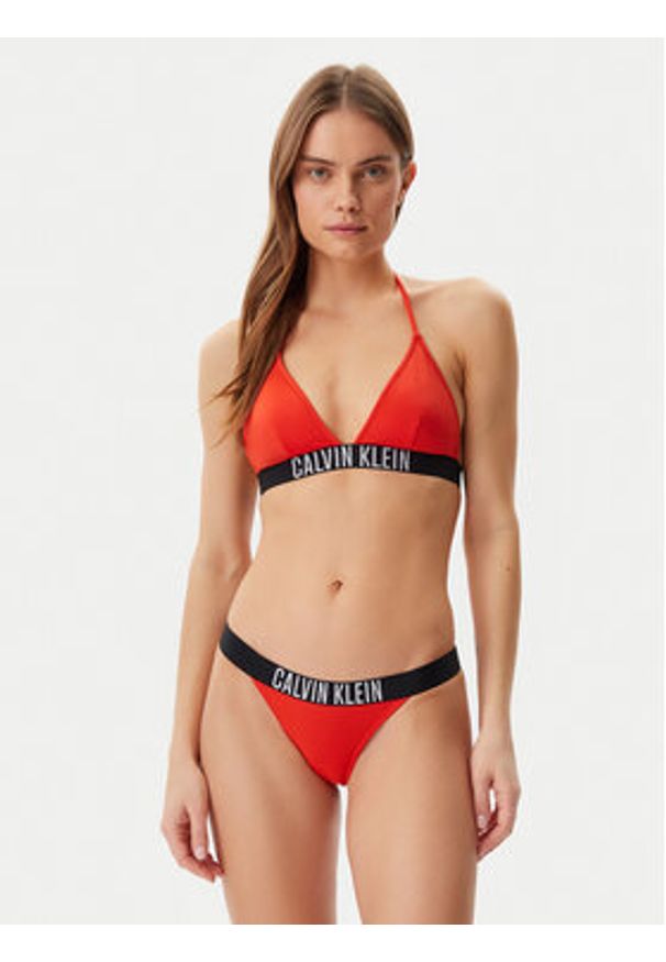 Calvin Klein Swimwear Dół od bikini KW0KW02857 Czerwony. Kolor: czerwony. Materiał: syntetyk