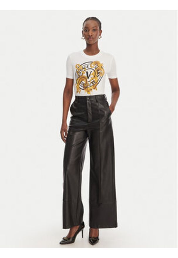 Versace Jeans Couture T-Shirt 80HAHE01 CJ02E Biały Slim Fit. Kolor: biały. Materiał: bawełna