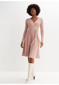 bonprix - Sukienka dzianinowa z mieszanki wiskozy. Kolor: różowy. Materiał: dzianina, wiskoza #1
