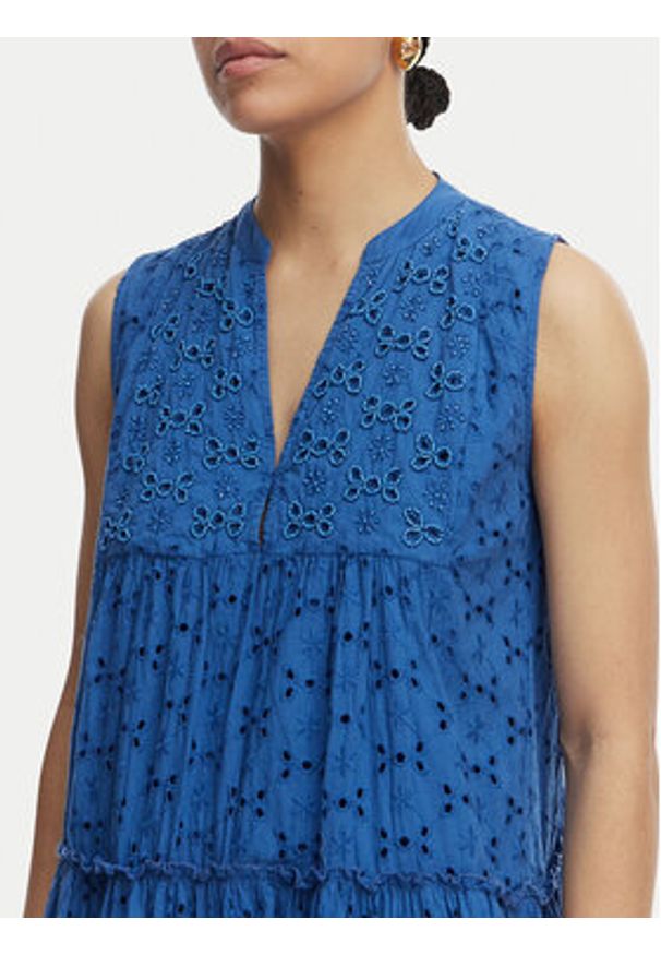 LOLA CASADEMUNT Sukienka letnia LS2616017 Niebieski Regular Fit. Kolor: niebieski. Materiał: bawełna. Sezon: lato