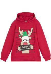 bonprix - Bluza chłopięca z kapturem. Typ kołnierza: kaptur. Kolor: czerwony. Wzór: nadruk #1