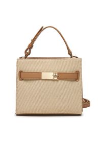 TOMMY HILFIGER - Tommy Hilfiger Torebka Th Heritage Mini Satchel Canvas AW0AW17406 Beżowy. Kolor: beżowy