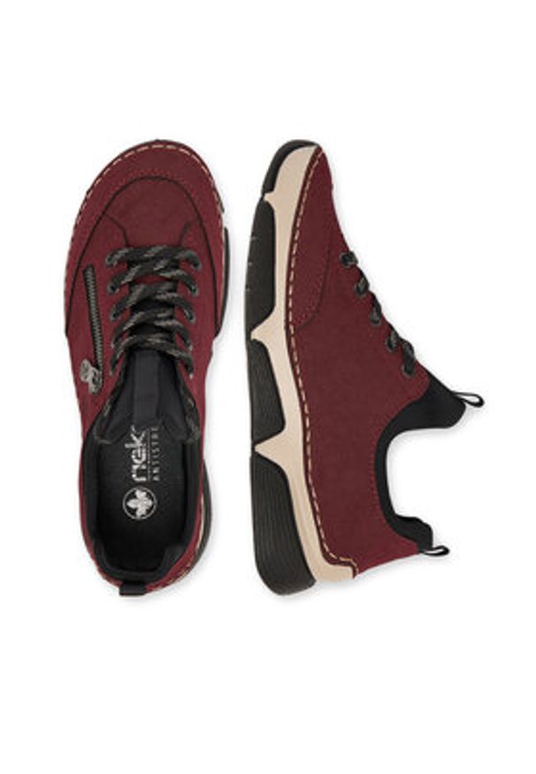 Rieker Sneakersy 45973-36 Bordowy. Kolor: czerwony. Materiał: materiał
