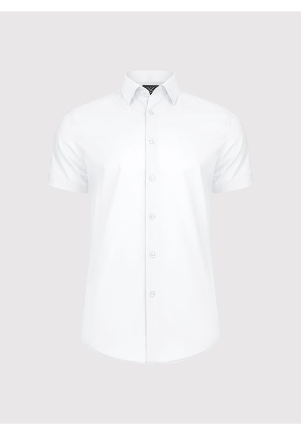 Pako Lorente - PAKO LORENTE - Biała bawełniana koszula męska z krótkim rękawem. Kolor: biały. Materiał: bawełna. Długość rękawa: krótki rękaw. Długość: krótkie. Sezon: wiosna