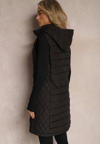 Renee - Czarna Pikowana Kamizelka z Odpinanym Kapturem Lasathi. Kolor: czarny. Materiał: tkanina #3