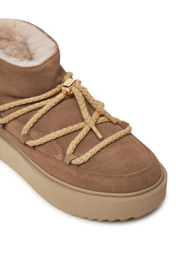 Inuikii Śniegowce Classic Low Platform 75204-004 Beżowy. Kolor: beżowy. Materiał: zamsz, skóra. Obcas: na platformie